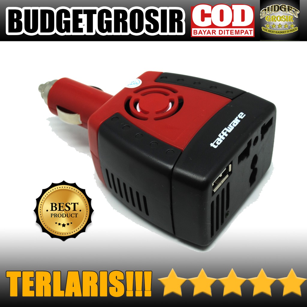 Power Car Inverter 150W 220V AC EU Plug 5V USB Charger - T150W - Black/Red--Taffware