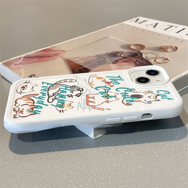 Case Desain Kartun Doodle Kucing Untuk IPhone 12 13 11 Pro Max X Xs Max Xr Uhbd