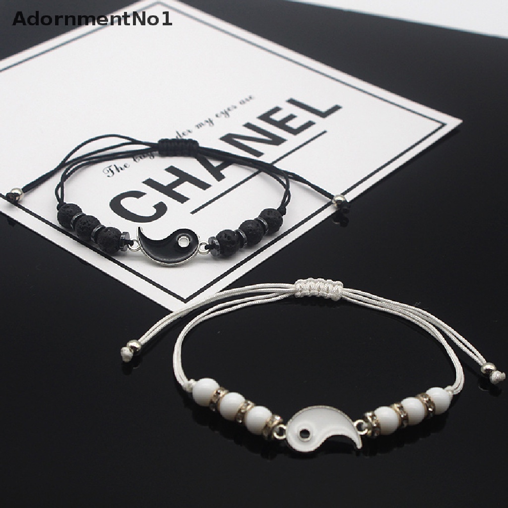 (AdornmentNo1) Gelang Tali Anyam Handmade Adjustable Dengan Charm Tai Chi Cina Untuk Pasangan / Teman