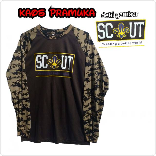 KAOS BAJU   LORENG PRAMUKA MOTIF SCOUT REGLAN BDU TACTICAL LAPANGAN