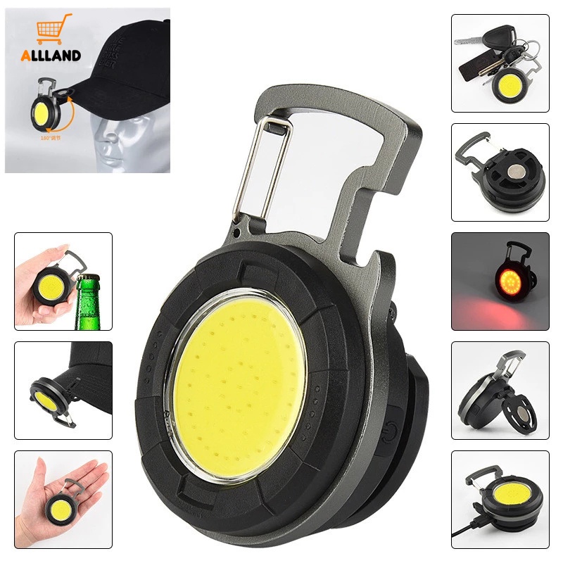 Gantungan Kunci Senter Led COB Mini Usb Rechargeable Portable Multifungsi Untuk Outdoor / Camping