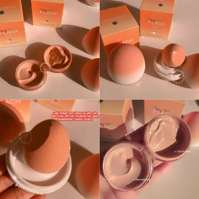 ECER FOUNDATION + BEAUTY BLENDER KISS BEAUTY PEACH SET/ FOUNDATION PEACH