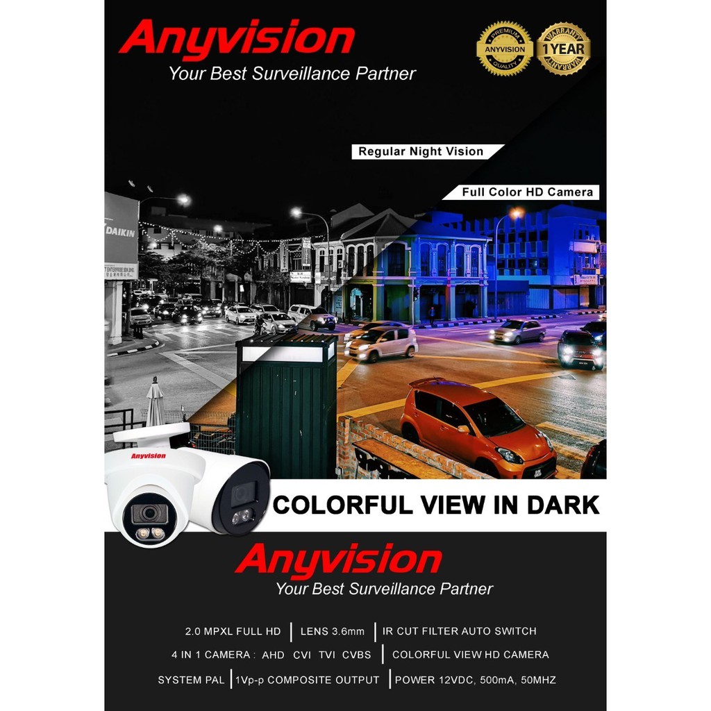 Anyvision  CAMERA CCTV INDOOR AV 42FC MR IFC IHD 2.0 MPXL FULL HD COLORFUL 1080p