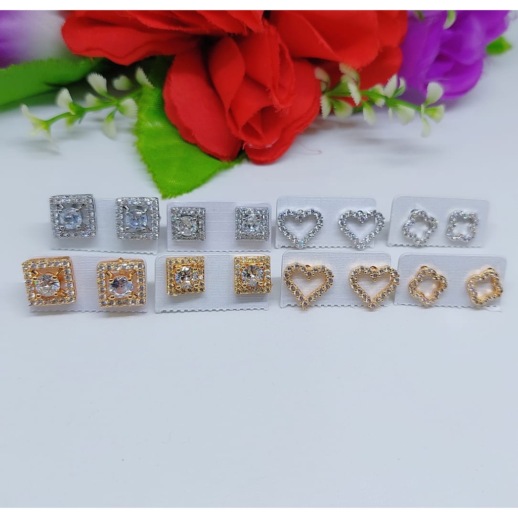 Anting tusuk permata lapis ema perhiasan fashion 0193-0196