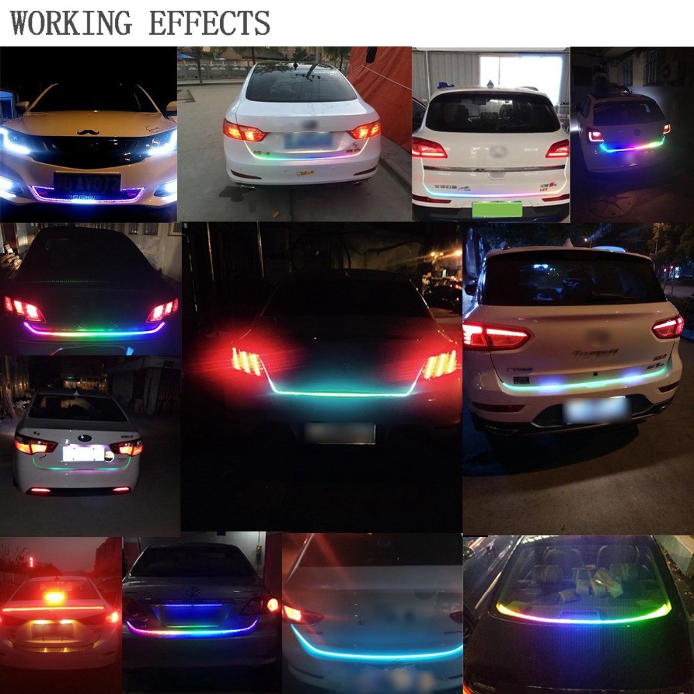 Car Tail Light RGB Colorful Flowing LED Trunk Strip Trunk Dynamic Blinkers Led Turn Light LED DRL Light