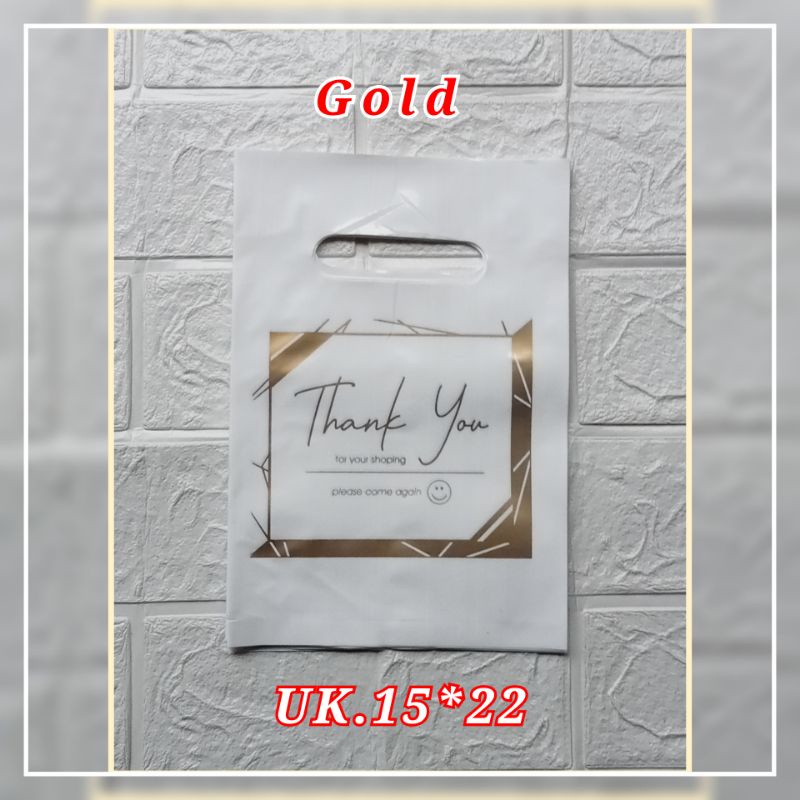 Kantong plastik PE Motif thank you uk 15x22 (isi 50 pcs) kantong skincare kantong olshop kemasan parfum