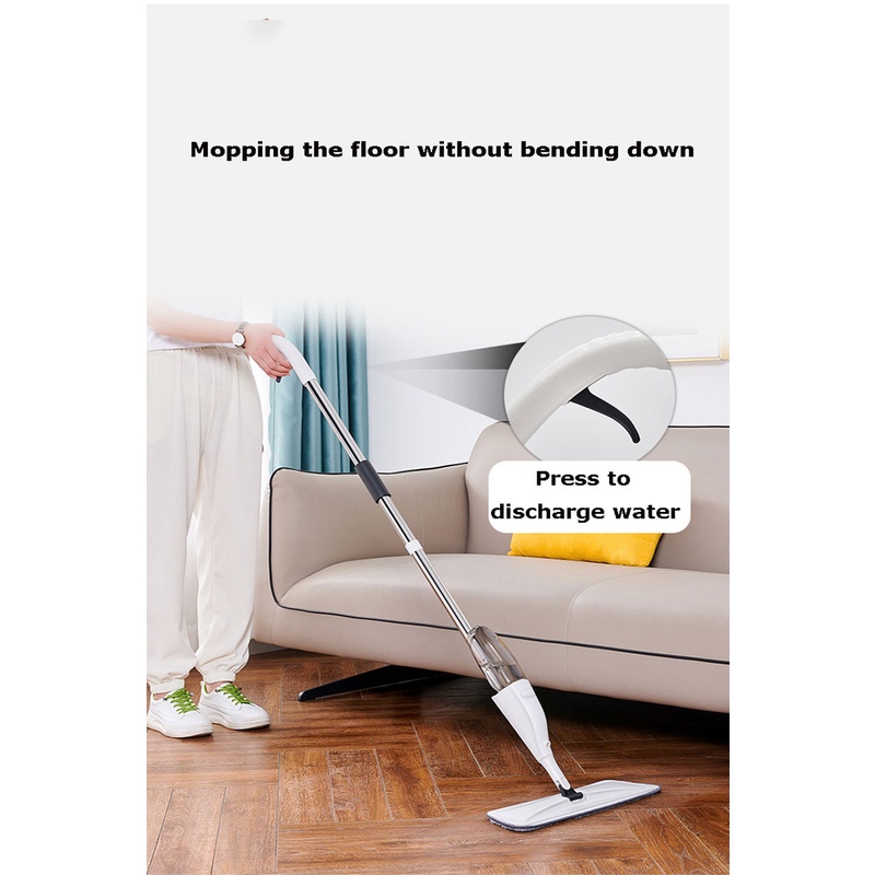 Water Spray Mop Automatic Water Tank Alat Pel Lantai Semprot Praktis Kain Pel Microfiber
