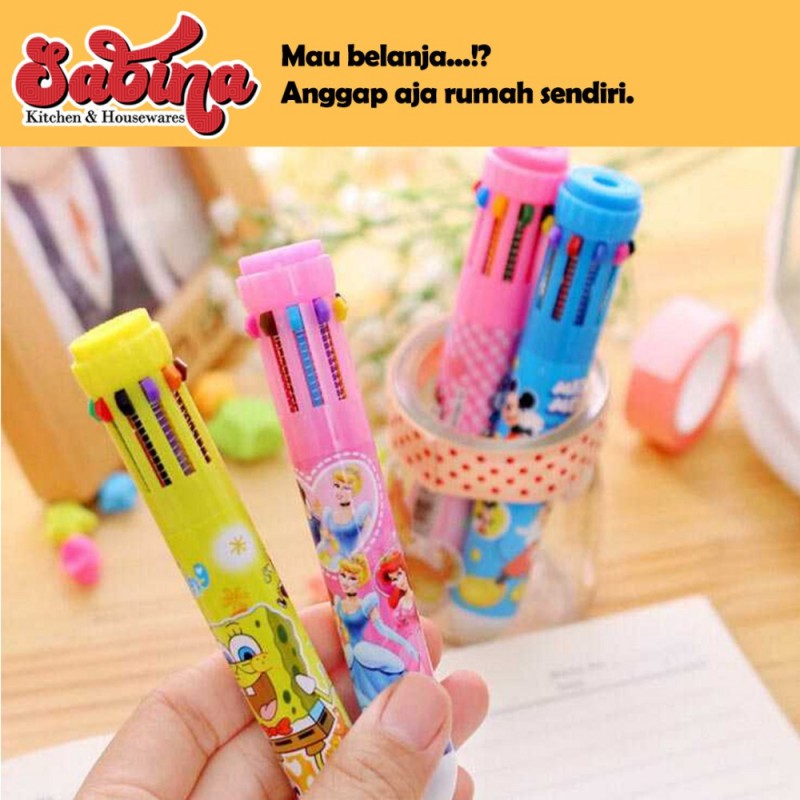 Pena Pulpen Ballpoint Multi Warna 10 in 1 Multi Warna