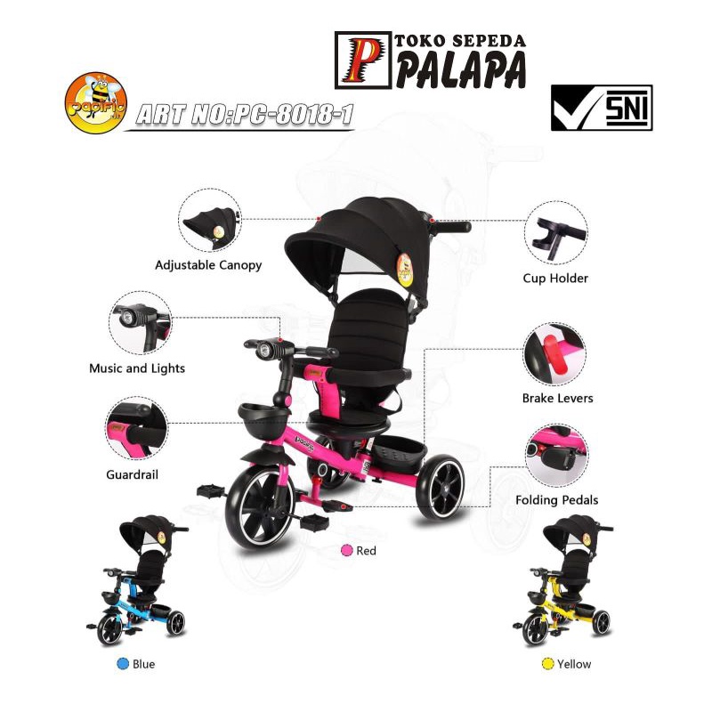 SEPEDA ANAK RODA TIGA 3 PACIFIC PC - 8018 - 1 TRICYCLE BABY STROLLER