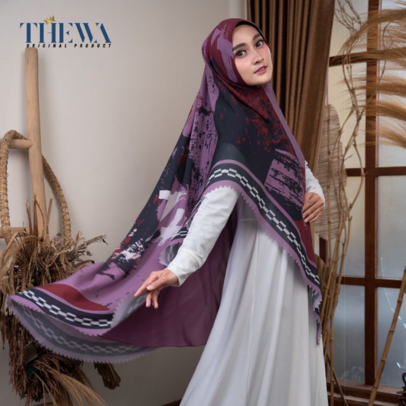Thewa / khimar printing laser / jilbab instan motif ceruty babydoll / kerudung syari printing soft p