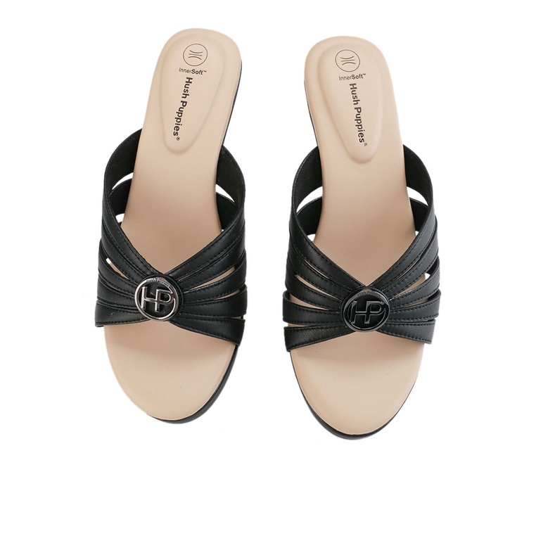 SANDAL WEDGES KULIT HUSH PUPPIES WANITA ORIGINAL TERBARU HITAM HW17