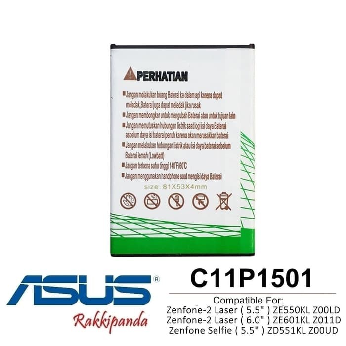 Baterai Asus Zenfone Selfie Laser C11P1501 Z00UD Double IC Protection A02