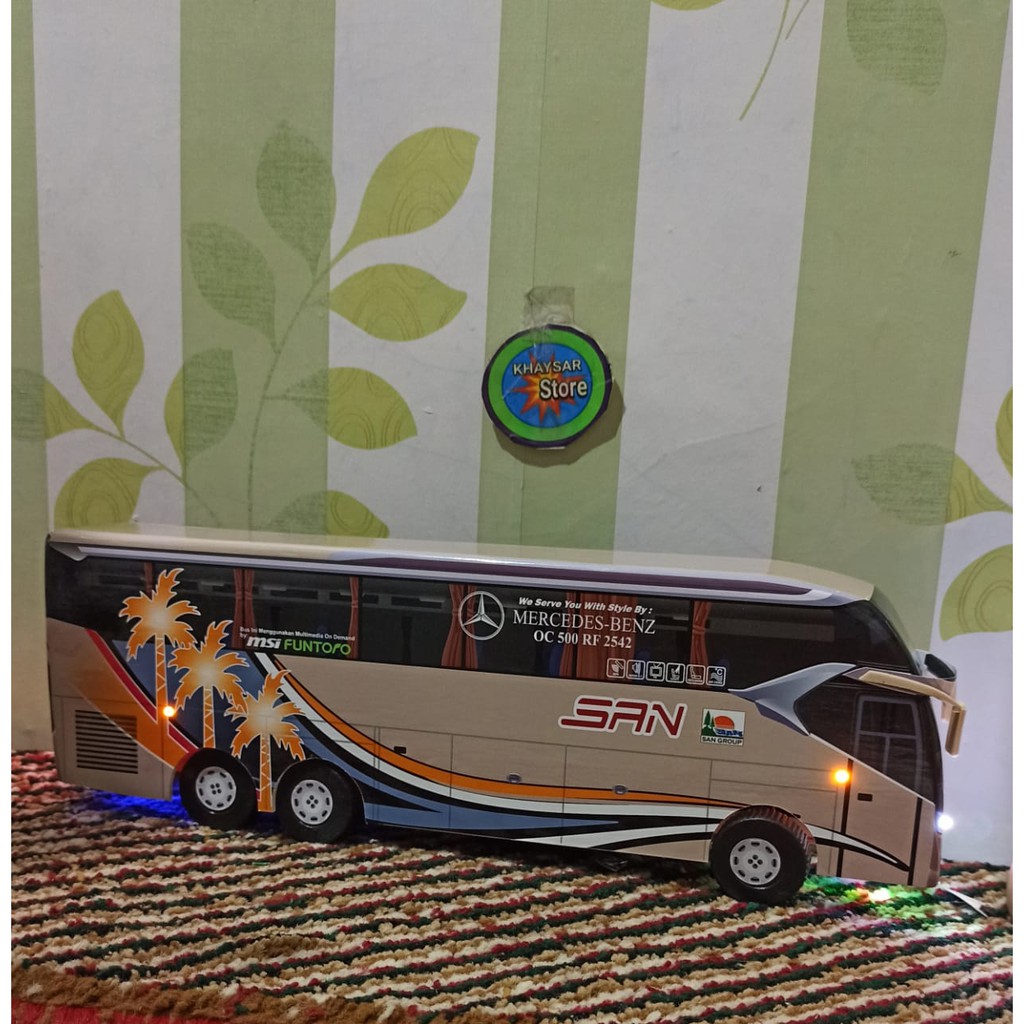 miniatur bus bis double deker SAN plus lampu