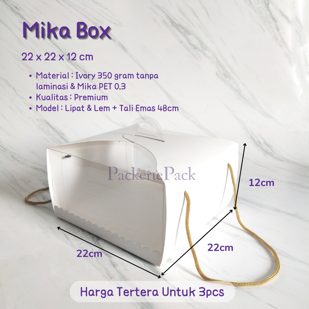 

(3 PCS) BOX MIKA HANDLE TALI 22 x 22 x 12 CM