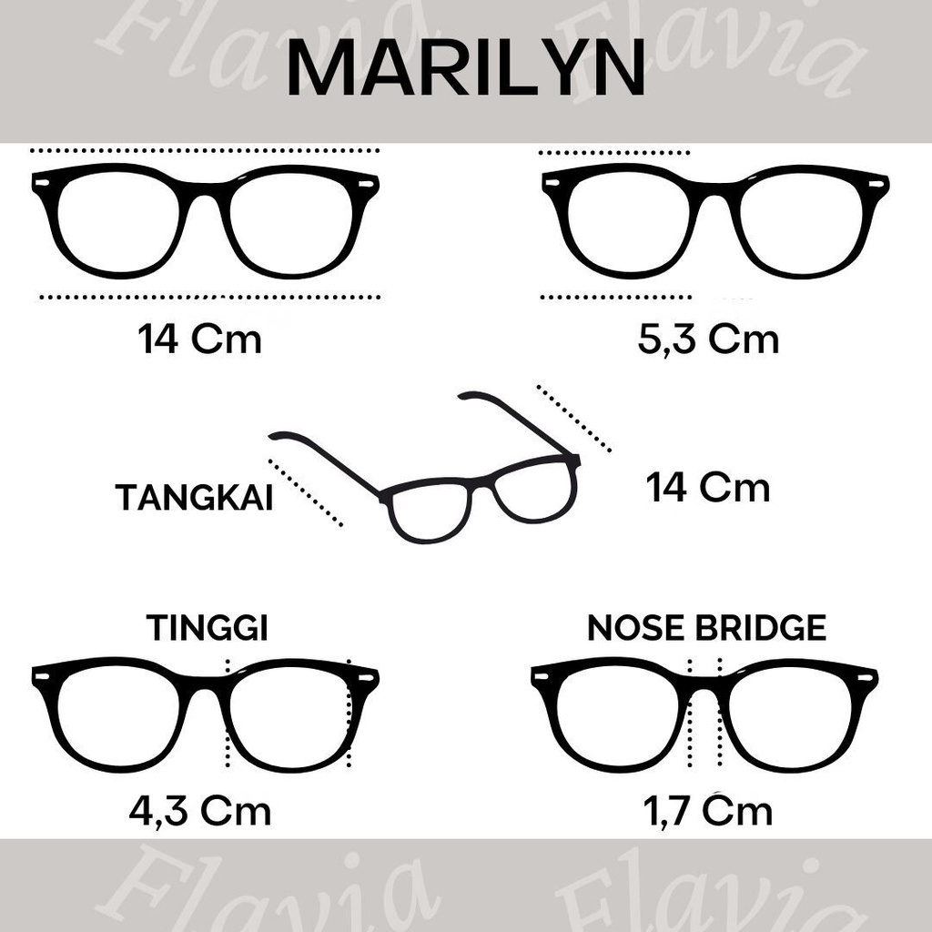 Flavia Eyewear - Kacamata Marilyn Cat Eye Acetat (custom minus, photochromic, blueray, bluechromic dan photobrown)