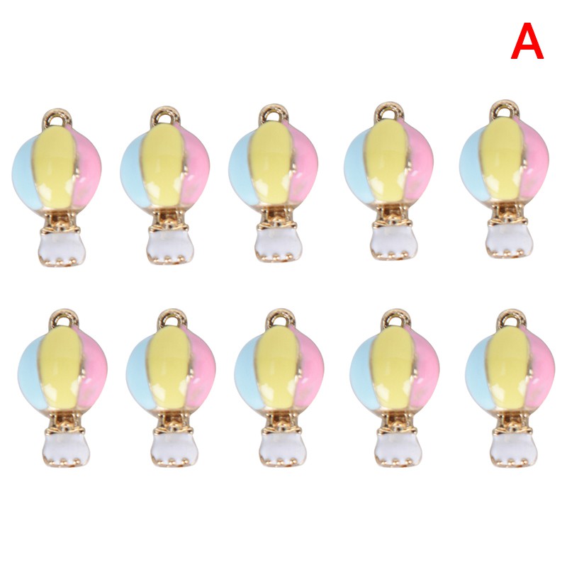 Hbid Glory 10Pcs Liontin Enamel Bentuk Balon Udara Bahan Alloy Untuk DIY Perhiasan