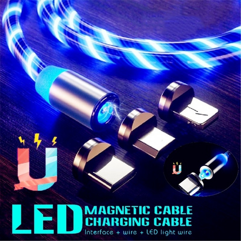 Kabel Charger USB Tipe C Magnetik Dengan Lampu LED Untuk Ip Samsung Millet