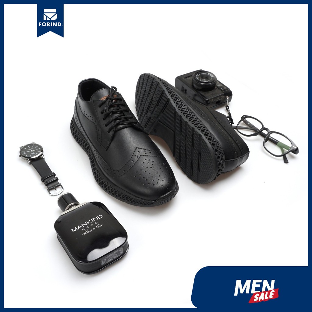 Lord Black | Sepatu Casual Santai Kasual Kerja Kuliah Pria Cowok Men Wingtip Ori New | FORIND x Joey