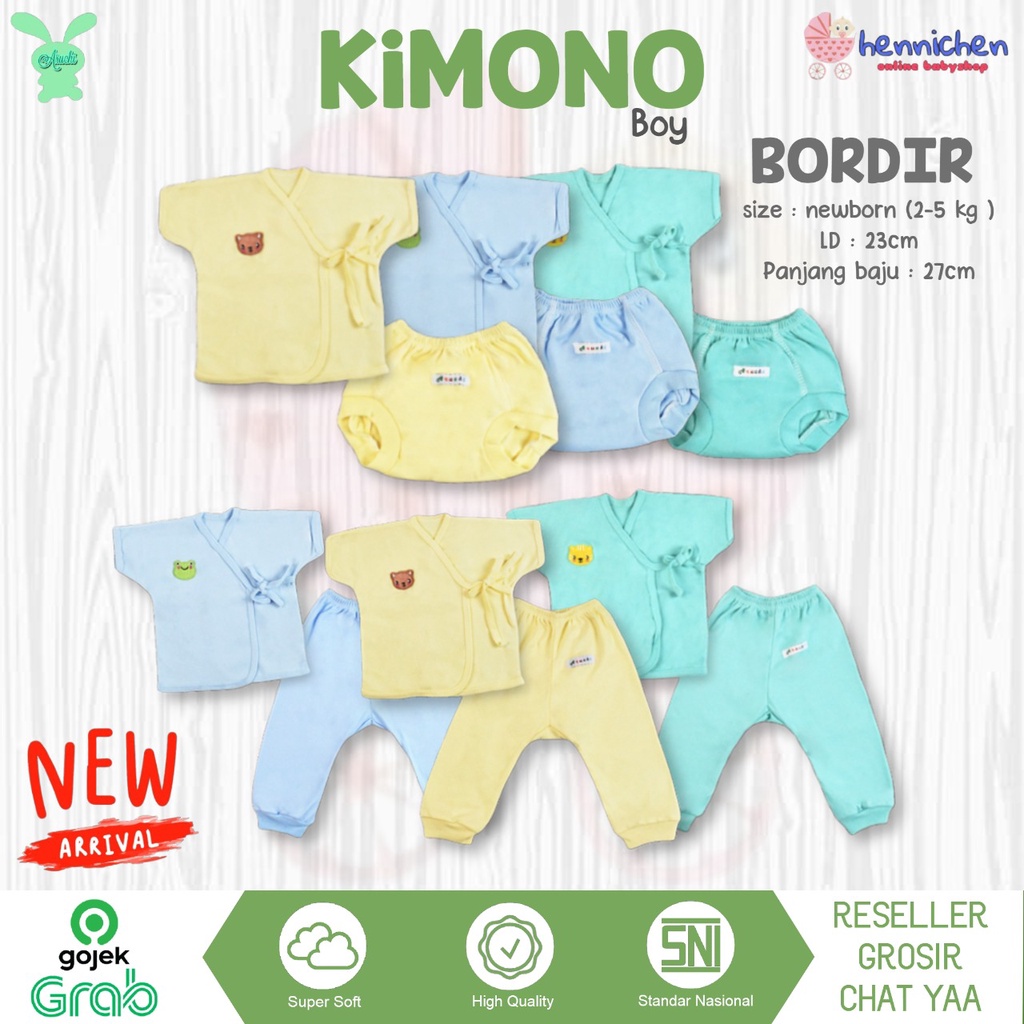 ARUCHI KIMONO POLOS / ARUCHI KIMONO BORDIR WARNA SETELAN BAYI NEWBORN SETELAN PIYAMA BAYI