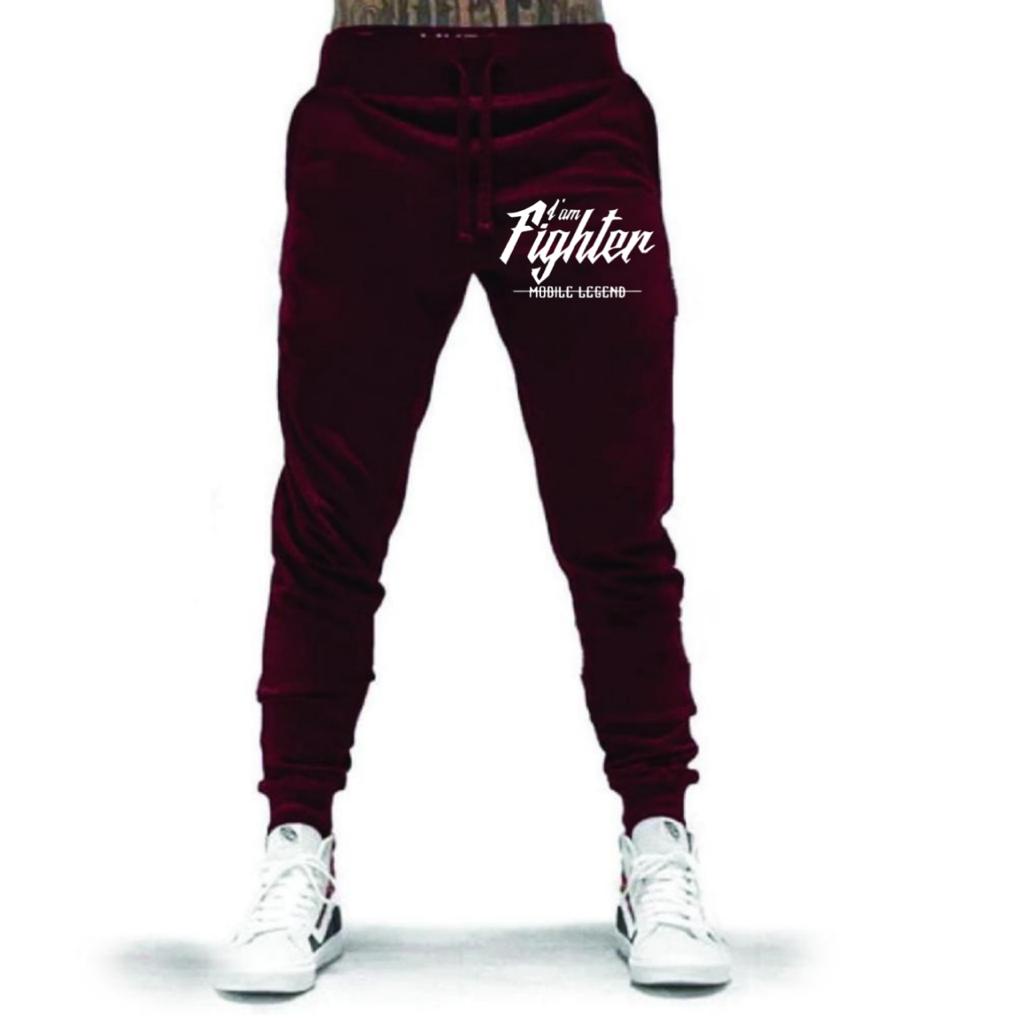 CELANA PANJANG JOGGER BAHAN FLEECE TEBAL I AM FIGHTER / KUALITAS PREMIUM UNISEX / CELANA PANJANG PRINTING TERLARIS