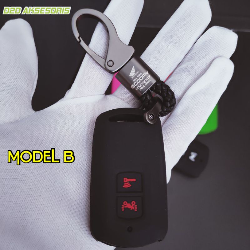 GANTUNGAN KUNCI KULIT SARUNG COVER REMOTE MOTOR HONDA SCOOPY LOGO 2021 TERBARU-3