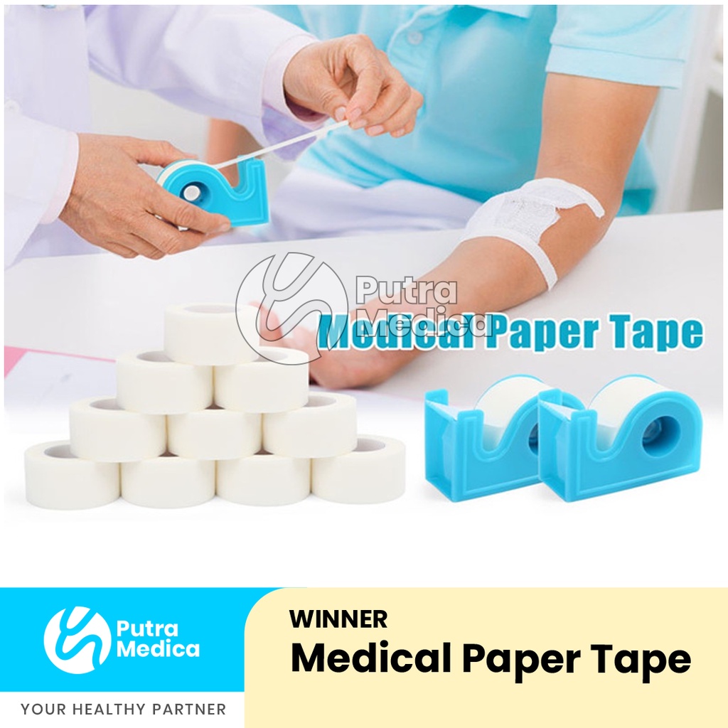 Winner Micropore Paper Tape Roll with Dispenser - 1inch x 10yard / Surgical Plaster Isopore / Plester Kertas Medis