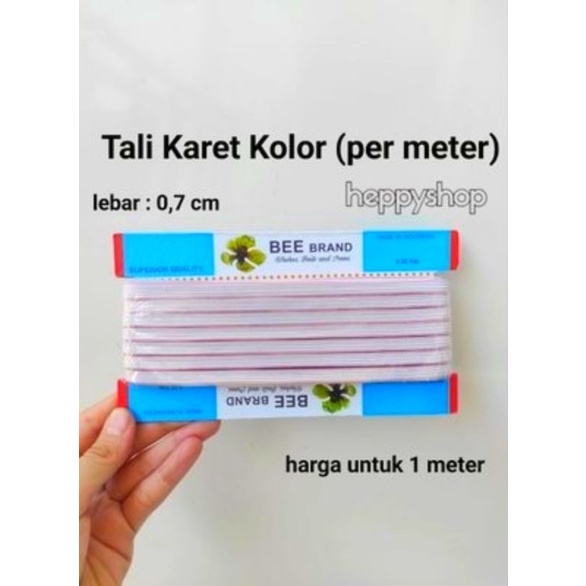 Tali Karet Elastis Kolor Papan 7mm Putih bee/ Sunflower (Meteran)