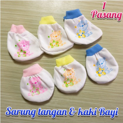 1 Pasang Sarung Tangan Bayi Sarung Kaki Bayi (PILIH WARNA) Sarung Tangan Polos Putih dan Warna Pelindung Tangan dan Kaki Bayi SNI