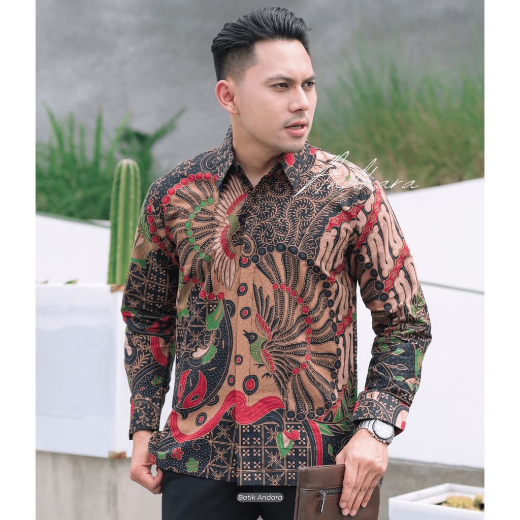 Kemeja Batik Pria Lengan Panjang Slimfit Modern Kasual Premium HRY1