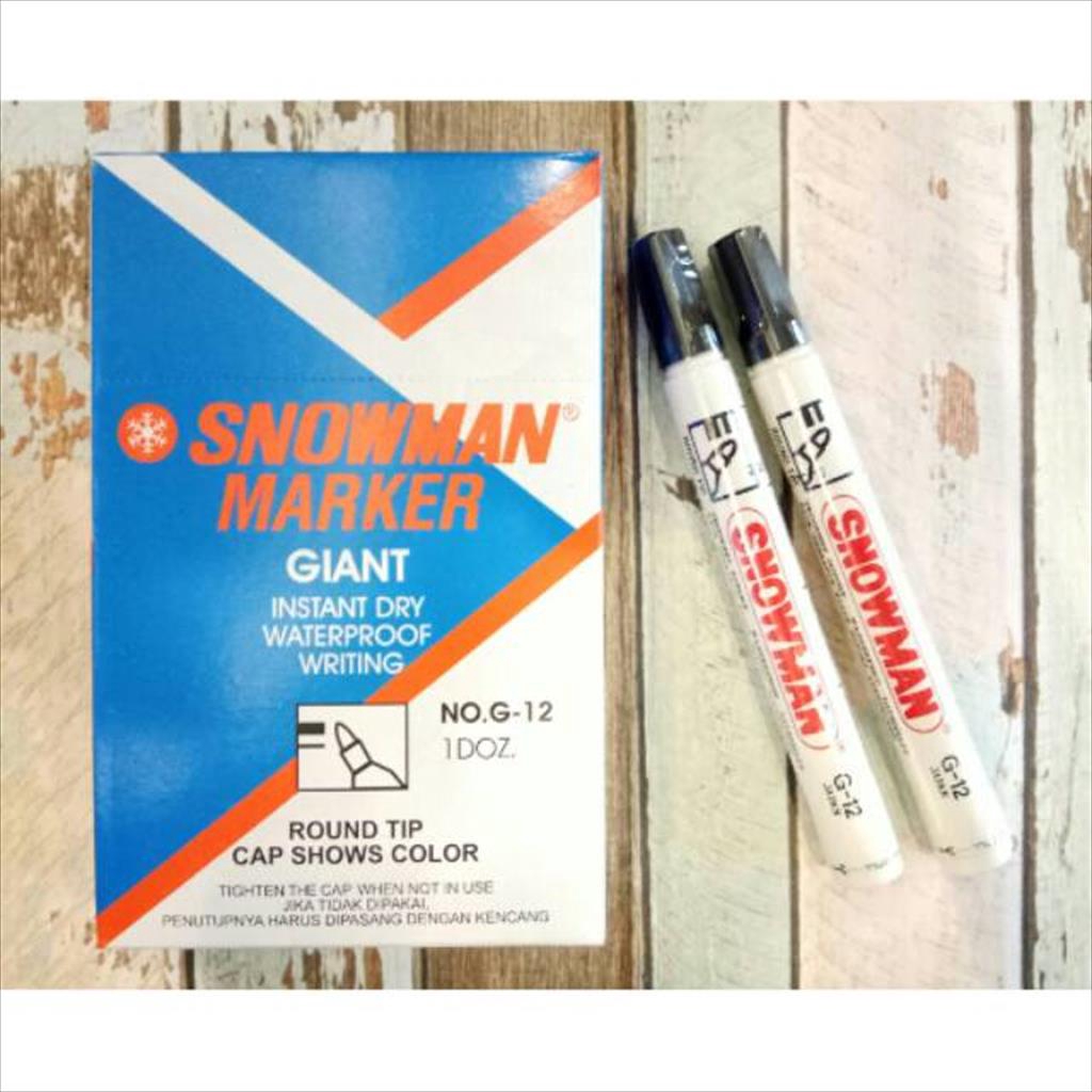 Spidol Snowman Marker 12pcs HITAM  Shopee Indonesia