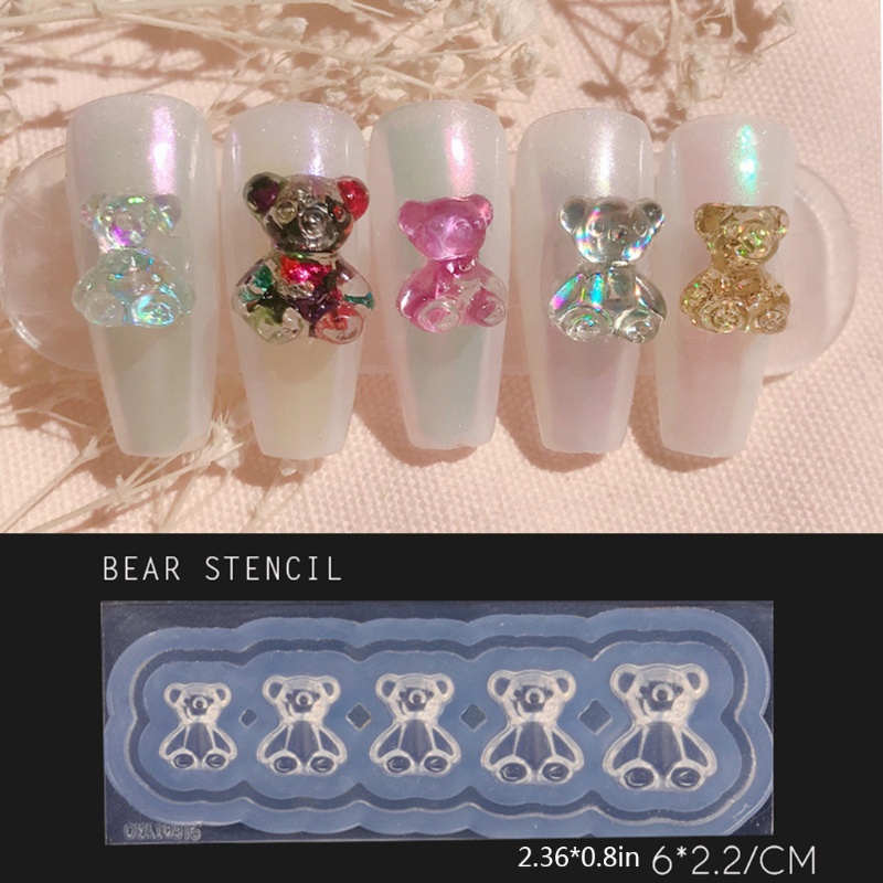 Siy Cetakan Kristal Epoxy Resin Bentuk Beruang 3d Bahan Silikon Untuk Nail Art Diy