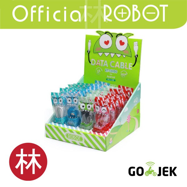 Robot RT-CD100 Micro USB Cable Colorful (1 Kotak Isi 40 Pcs)