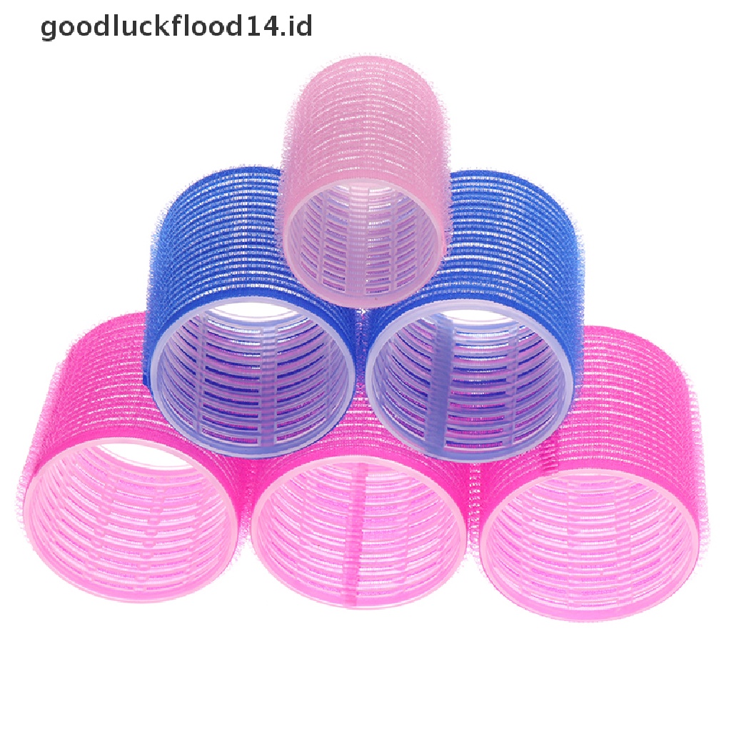 [OOID] 6Pcs Adhesive Hair Rollers DIY Magic Hair Curlers Self Grip Holding Rollers Tool ID