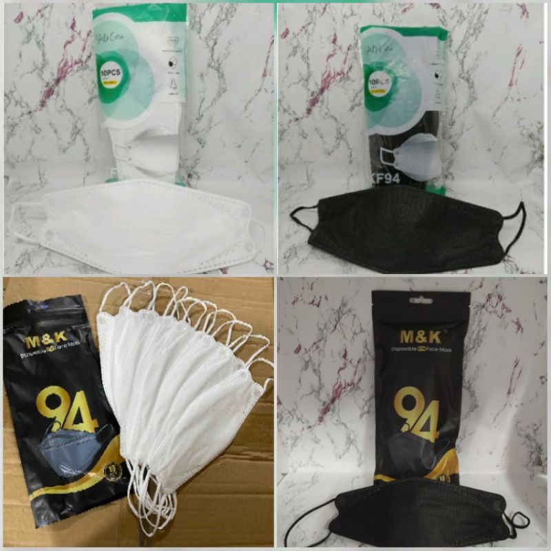 MASKER KF94 KOREA HITAM PUTIH ISI 10LEMBAR