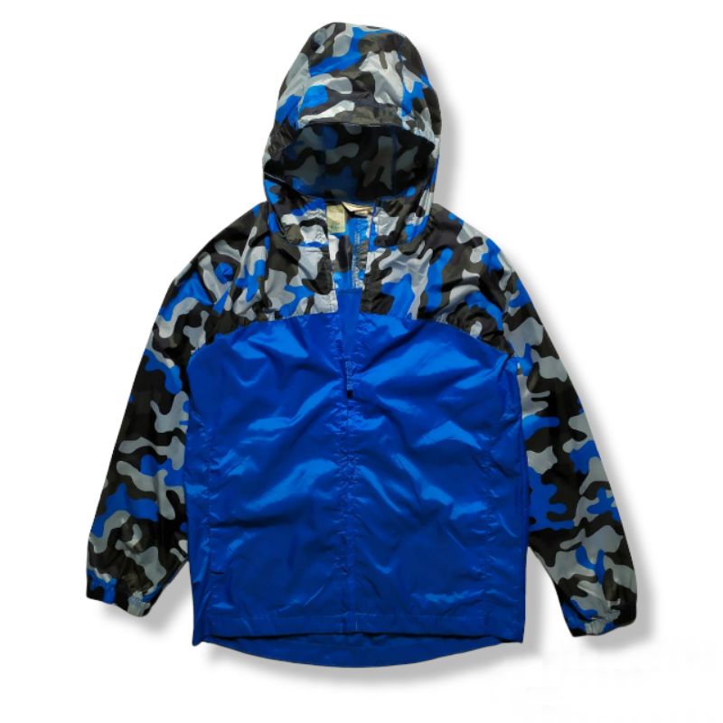 JAKET RUNNING POCKETABLE CAMO BLUE BY LANDS END SIZE S