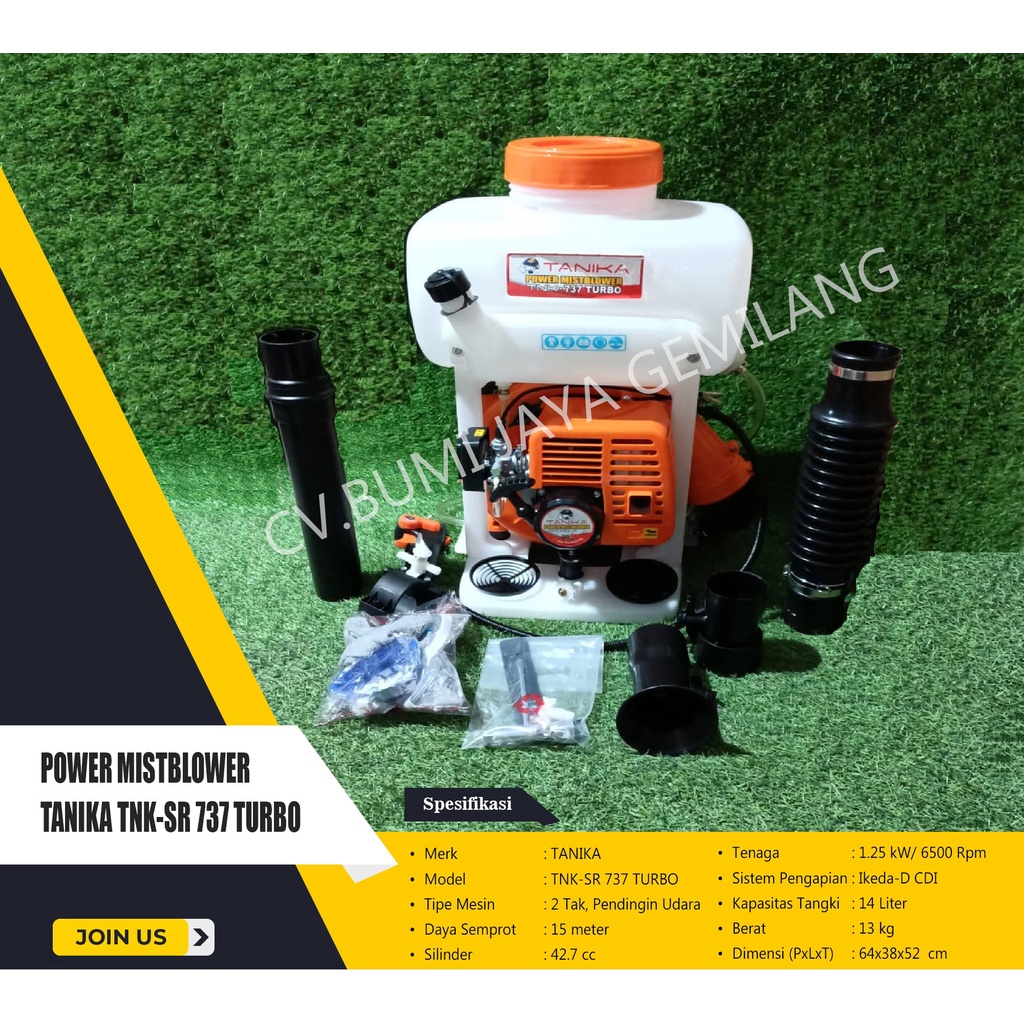MESIN SEMPROT KABUT GENDONG / POWER MISTBLOWER TANIKA TNK-SR 737 TURBO