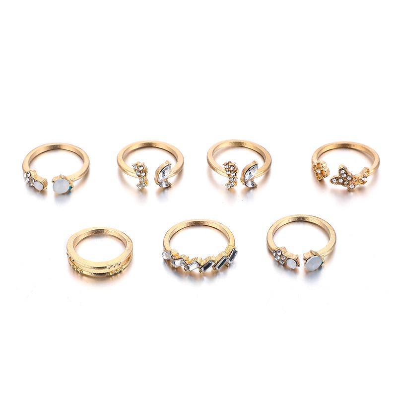 Set Cincin Buku Jari Aneka Bentuk Warna Silver / Gold Gaya Retro Korea Untuk Wanita