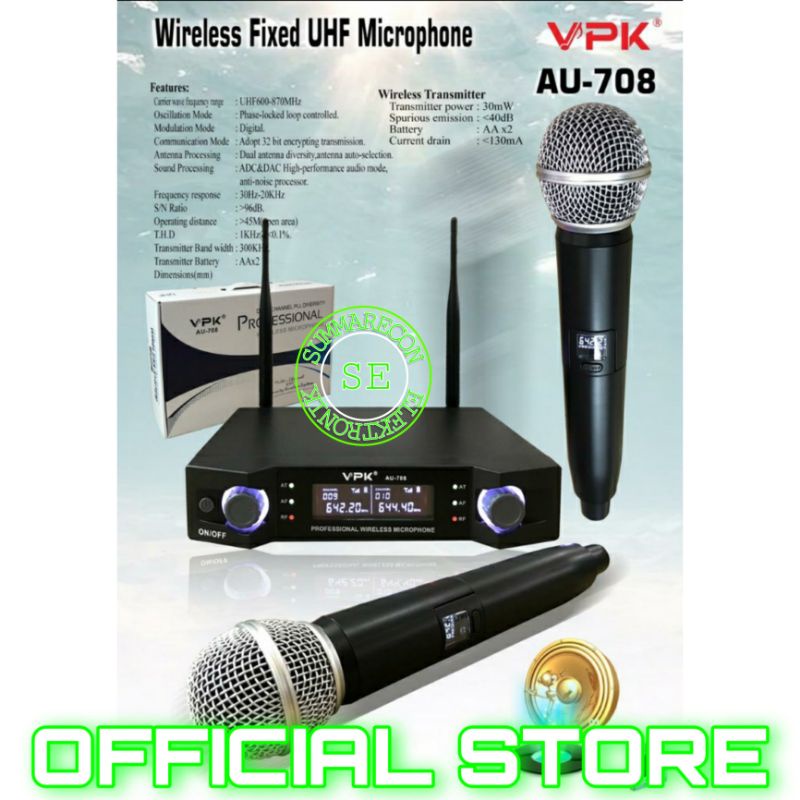 mic wireless original vpk au 708 microphone karaoke