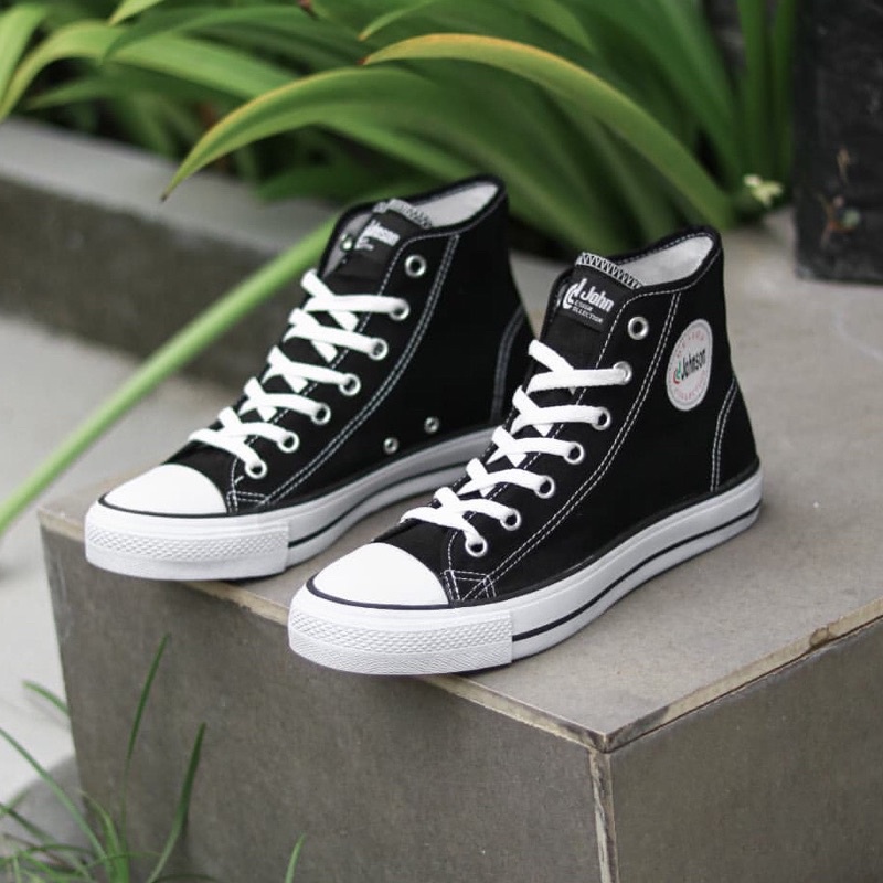 Sepatu Johnson Basic Low &amp; High Black White - Jhonson original