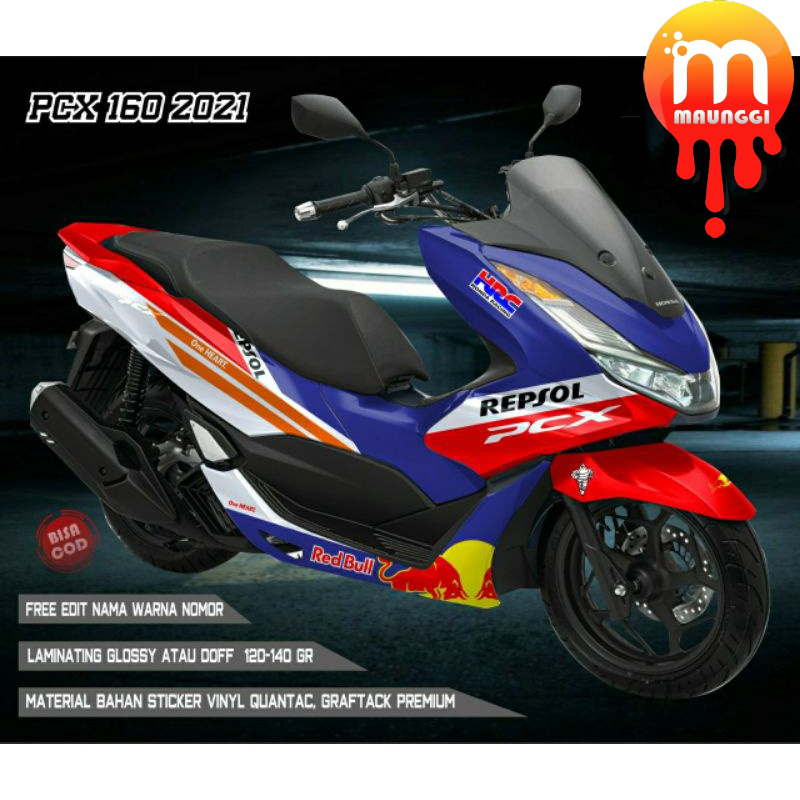 Decal new pcx full body Striping motor pcx 160 fullbody full motif repsol Sudah di lapasi anti gores