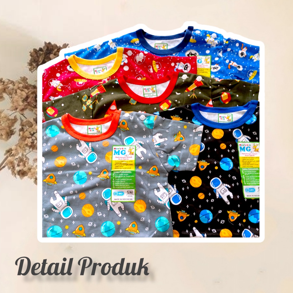 Setelan Baju Anak Bayi Motif Luar Angkasa SNI S, M, L, XL (6 bulan - 4 Tahun) One Set Baju Anak Bayi Setelan Baju dan Celana Pendek Baju Pendek Celana Pendek Anak Bayi