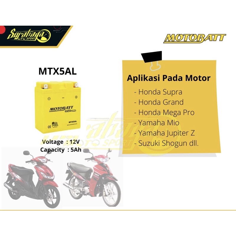 Aki Accu Mottobat Gel MTX5AL