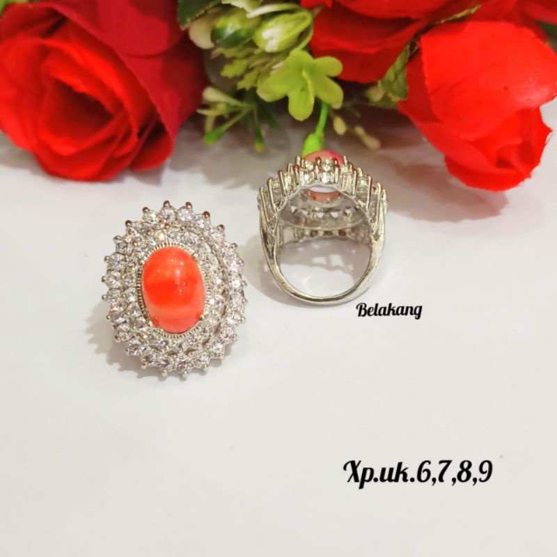 Cincin permata oval warna Dewasa dasar silver,variasi batu warna permata zircon menawan tidak karat