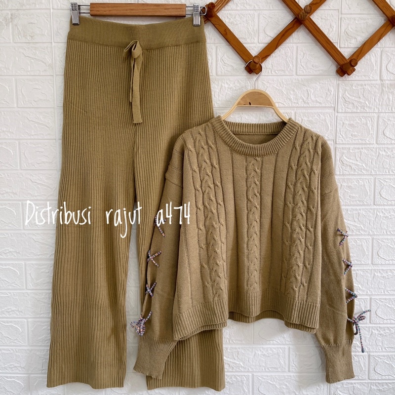 ONESET SWEATER CABLE MONAY VIKTORIA SETELAN KULOT