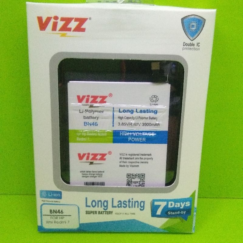 baterai vizz bn46 baterai double power