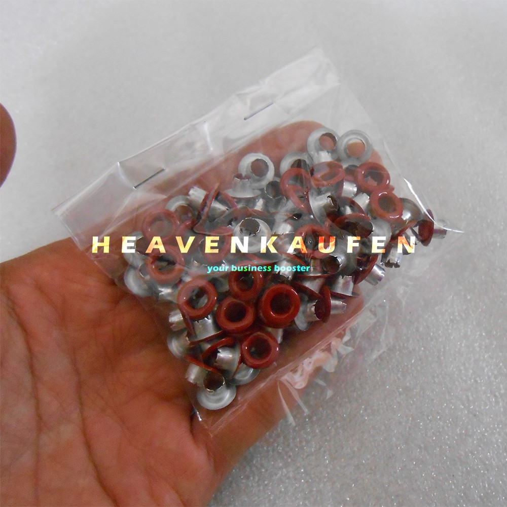 Mata Ayam Eyelet Mata Itik 5 mm Warna Merah Hati Maroon Marun Harga Per Pack isi 100 Pcs