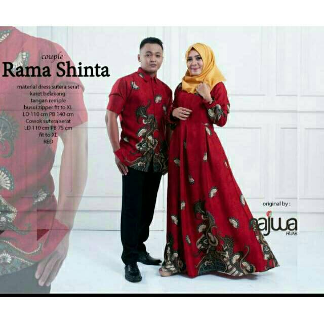 Rama Shinta Couple Batik sarimbit keluarga suami istri gamis Umbrella kualitas Bagus ORI NAJWA