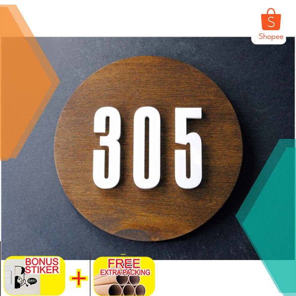 NOMOR KAMAR ACRYLIC KAYU / NOMOR KAMAR HOTEL KOST / ANGKA ACRYLIC Keren