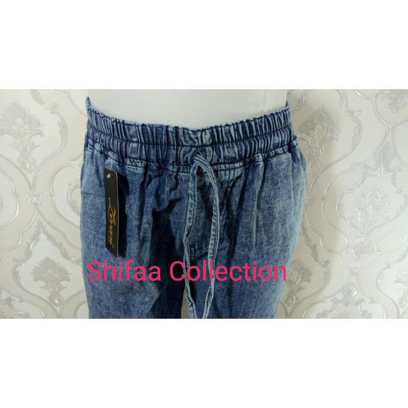 Celana Wanita Agnes Cargo Joger Snow - Shoft Jeans (Standar BB 40-60 kg dan Jumbo BB 60-80 kg)