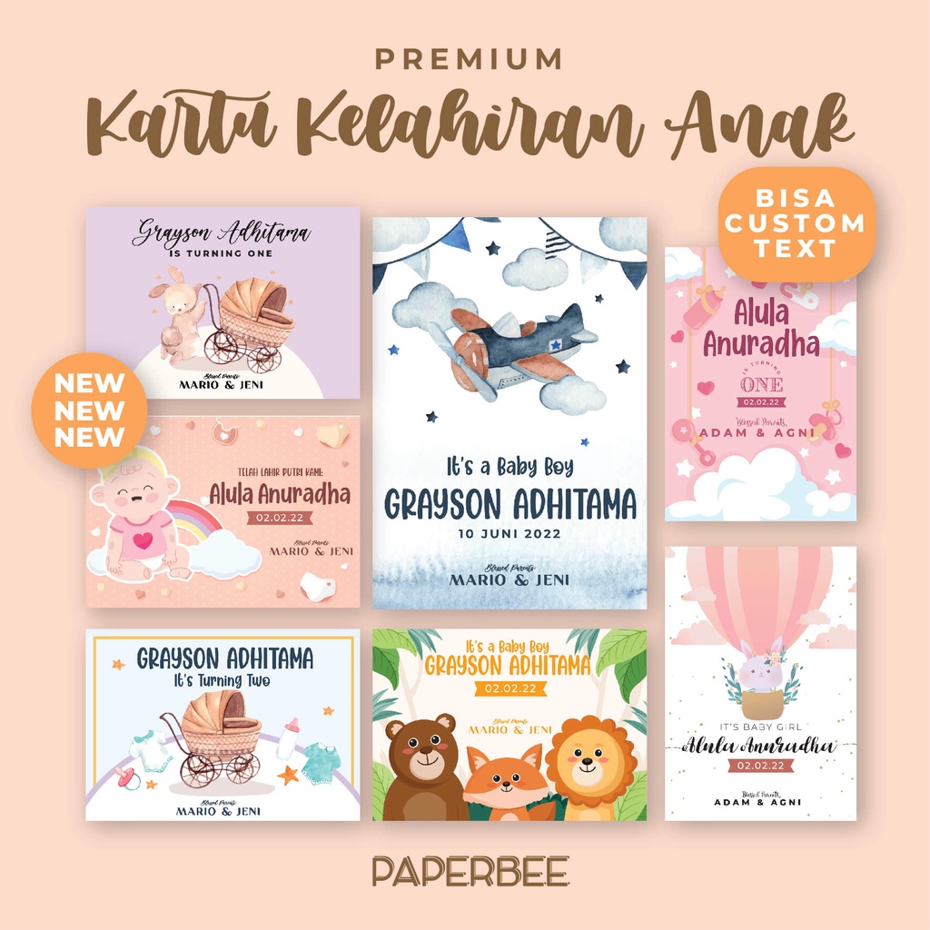 KARTU / STIKER / BABY BORN / TASYAKURAN AQIQAH / ULANG TAHUN ANAK / KELAHIRAN BAYI / ANAK